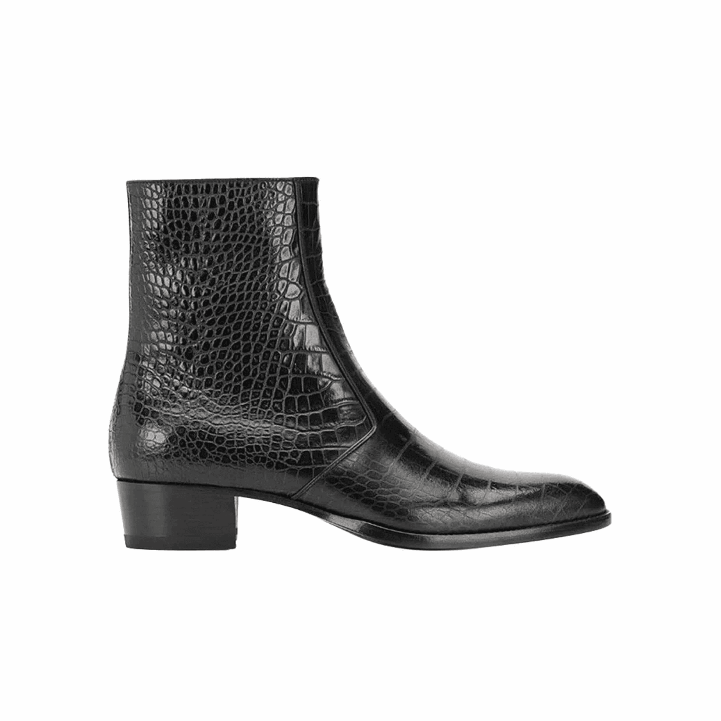 YSL WYATT BOOTS IN EMBOSSED CROCODILE